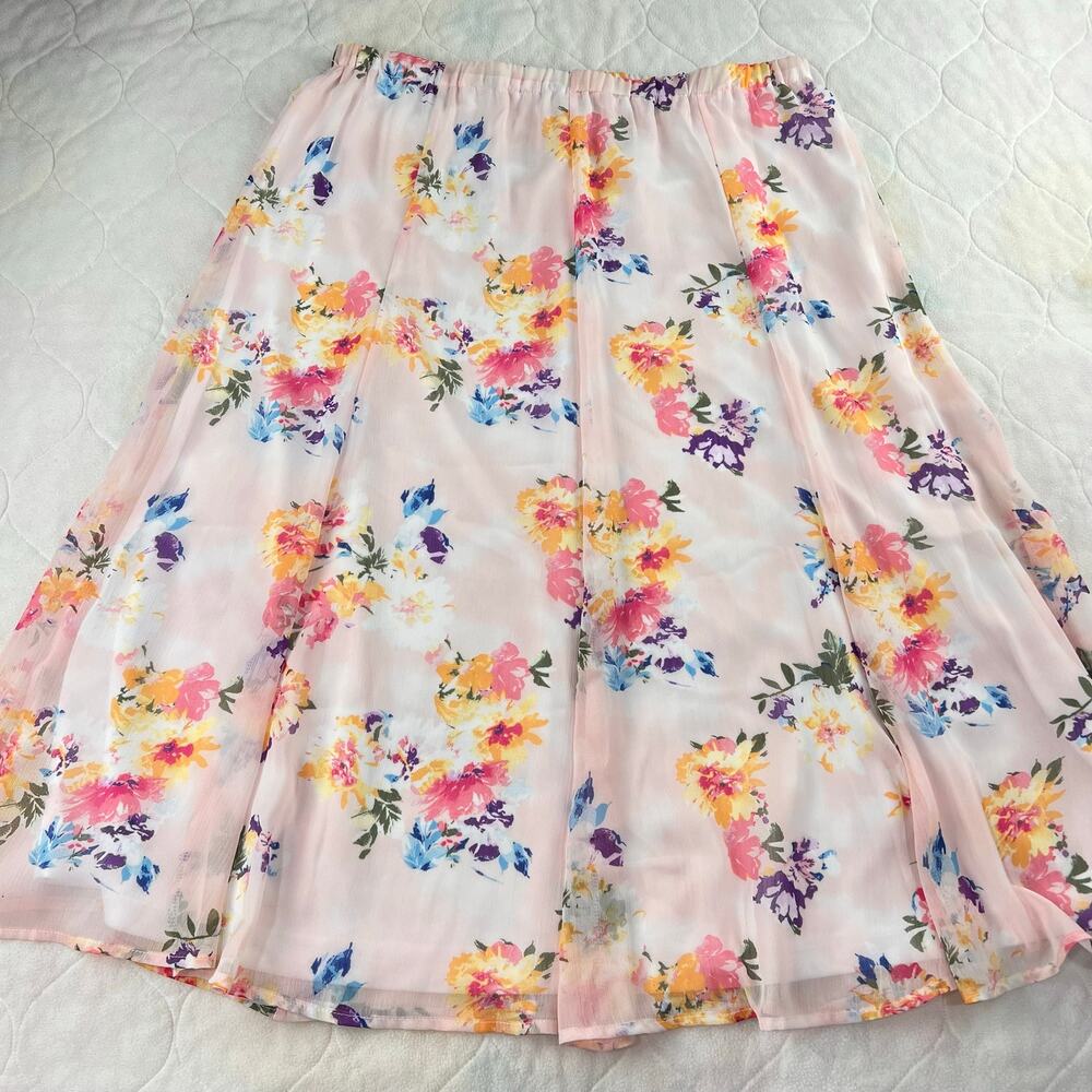 Christopher & Banks pink floral Flower Floral Skirt flowy women’s size Medium
